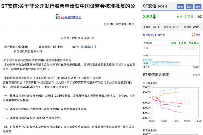 更名建元信托彻底洗清高氏基因,ST安信百亿增资计划获批,自然人投资者兑付3个月后开启 更名建元信托彻底洗清高氏基因,ST安信百亿增资计划获批,自然人投资者兑付3个月后开启