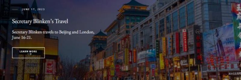 布林肯访华,美国国务院网站将首页更换为中国街景 布林肯访华,美国国务院网站将首页更换为中国街景